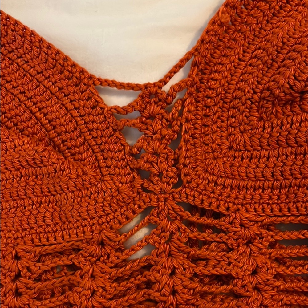 Handcrafted Crochet Top Rust Color - Picture 2 of 3